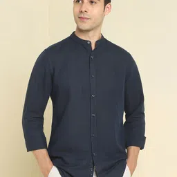 Allen Solly Slim Fit Band Collar Casual Shirt-picture-12