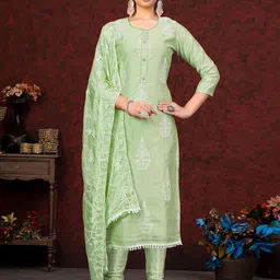 SHADOW & SAINING Floral Embroidered Sequinned Chanderi Unstitched Dress Material-picture-22