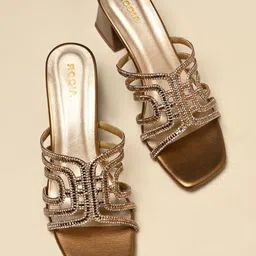 Rocia Women Western Embellished Block Heels Sandals-image-42