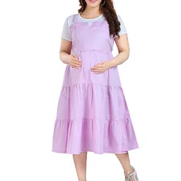 EASY MOM Maternity Fit & Flare Midi Dress-picture-16