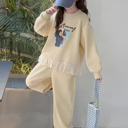 LULU & SKY Girls Graphic Printed Round Neck Sweatshirt With Jogger image 2