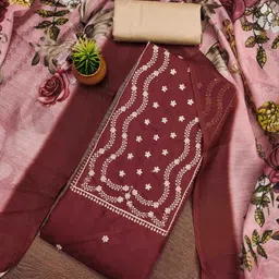 KIMISHA Floral Embroidered Unstitched Dress Material-picture-18