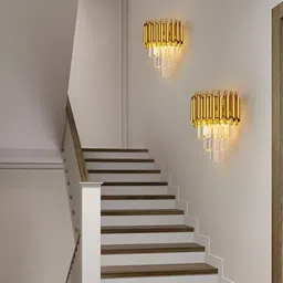 GAUVIK Gold-Toned & White Metal Quirky Cylinder Shaped Wall Lamp image 2