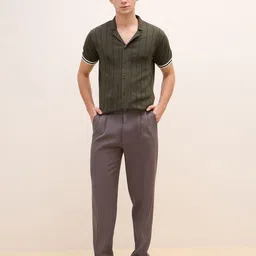 Iconic Men Textured Cuban Collar Opaque Casual Shirt-picture-15