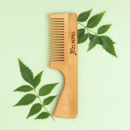 TRENDZIE SKIN CARE Neem Wooden Comb With Long Handle For Hair Fall & Dandruff Control-picture-11