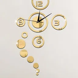 upkaranwale Yellow 3D Morden Art Circles Pattern Wall Sticker Clock-picture-27