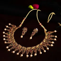 Adwitiya Collection Gold-Plated Stone-Studded Jewellery Set-picture-38