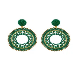 Jewelz Artificial Beaded Circular Shaped Drop Earrings image 3