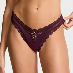 Victoria's Secret Women Low-Rise Lace-Trim Brazilian Thongs Brief-picture-28