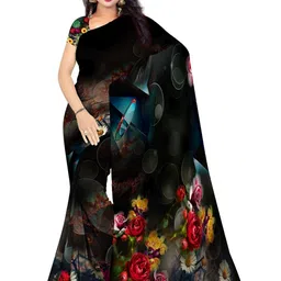 SHIVAM FABRICS Floral Poly Georgette Saree image 1