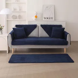 HOMETHREADS Multicoloured & Navy Blue 2 Piece Sofa Cover image 4