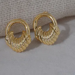 Niska Stainless Steel Gold Plated Contemporary Studs-image-29