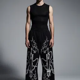 GENRAGE Unisex Toji Graphic Printed Pure Cotton Straight Baggy Track Pants image 3