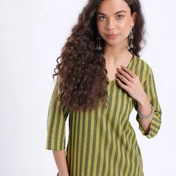 Anouk Rustic Striped V-Neck Straight Kurti-image-62