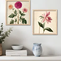 WALLLANE Brown & Green 2 Pieces Floral & Botanical Wood Wall Art-picture-20