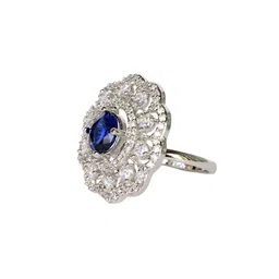 SHARLEEZ Rhodium-Plated American Diamond-Studded Finger Ring image 4