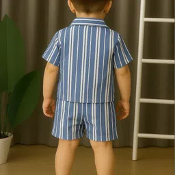 SW SWAGHOSH Boys Striped Printed Shirt with Shorts Co-Ord Set image 2