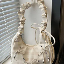 StyleCast x Revolte Structured Bow Detail Checked Shoulder Bag image 2