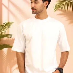 UNIQSOME Men Solid Round Neck Premium Cotton Oversized T-shirt-picture-16