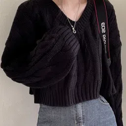 StyleCast x Revolte Women Cable Knit V-Neck Long Sleeves Pullover-picture-18