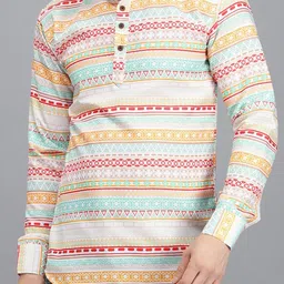 Bought First Men Geometric Printed Indie Prints Kurta image 3