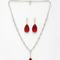 DressBerry Silver-Plated Artificial Stones Studded Jewellery Set image 2