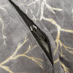 THE CONVERSION Grey 2 Pieces Floral Foil Printed Velvet Square Cushion Covers image 5