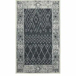 saraswati global Grey Geometric Wool 5 ft x 7 ft Hand Tufted Carpet image 2