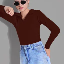 Maheshvi Women Shirt Collar Long Sleeve Regular Top-image-10