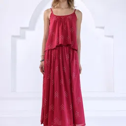 Zenava by Myntra Women Printed Pure Cotton Round Neck Sleeveless Top With Skirt Co-Ords-image-21