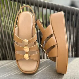 Devano Women Embellished Regular Open Toe Flatform Sandals with Western - Embellished-picture-14