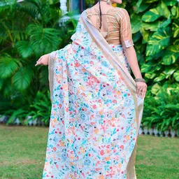 Anouk Rustic Floral Zari Sungudi Saree image 5