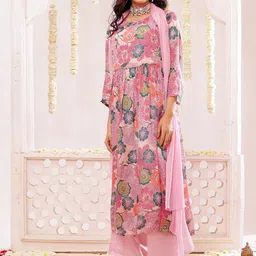 VASVI Women Floral Printed Regular Kurta with Trousers & With Dupatta-picture-14