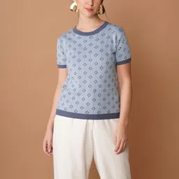 Chemistry Women Geometric Print Cotton Top-image-31