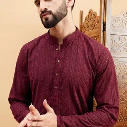 SWAGG INDIA Men Woven Design Casual Straight Kurta-picture-28