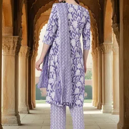 FASHOR Women Floral Print Regular Pure Cotton Kurta with Trousers & With Dupatta image 4