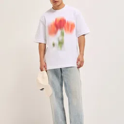 THE BEAR HOUSE Men Abstract Printed Round Neck Cotton Oversized T-shirt image 3