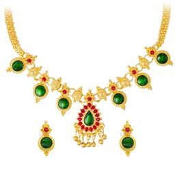 Shining Jewel - By Shivansh Gold-Plated Stone Studded & Beaded Bridal Jewellery Set-picture-14