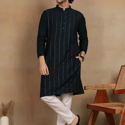 House of Pataudi Embroidered Straight Kurta-image-37