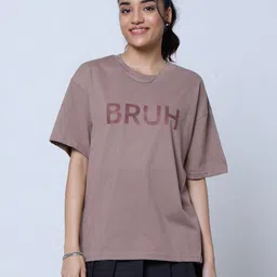 LoveDky Typography Printed Drop-Shoulder Sleeves Cotton T-shirt-image-48