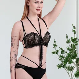 Secret Lives Self-Designed GF Neck Belly Padded Wireless Push-Up Bra & Panty Lingerie Set image 3