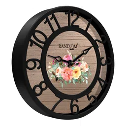 RANDOM Beige & Black Printed Contemporary Wall Clock image 5