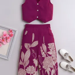 The Magic Wand Girls Printed V-Neck Pure Cotton Top With Palazzos-picture-54