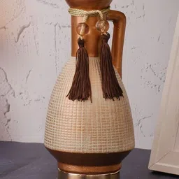AARVI DECOR STUDIO Beige Ceramic Glossy Decorative Retro Vase-picture-17