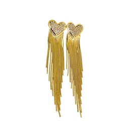 GEHNEY Joy of Jewels Gold-Plated Artificial Stones Studded Heart Shaped Drop Earrings image 4
