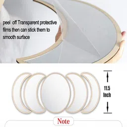 GloShvi 5 Pieces Moon Phase Acrylic Mirror & Beige Pine Wood Mdf Base Set image 5