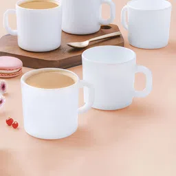 Larah by BOROSIL White 6 Pcs Opalware Matte Mugs 180 Ml-image-90