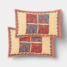 MILAAV Beige Geometric 144 TC King Bedsheet with 2 Pillow Covers image 2