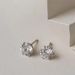 The Jewellery Tale Stainless Steel Silver-Plated Cubic Zirconia Studded Circular Studs-image-32