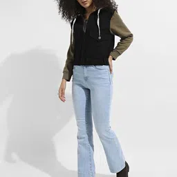 Campus Sutra Women Colourblocked Lightweight Biker Jacket-picture-33